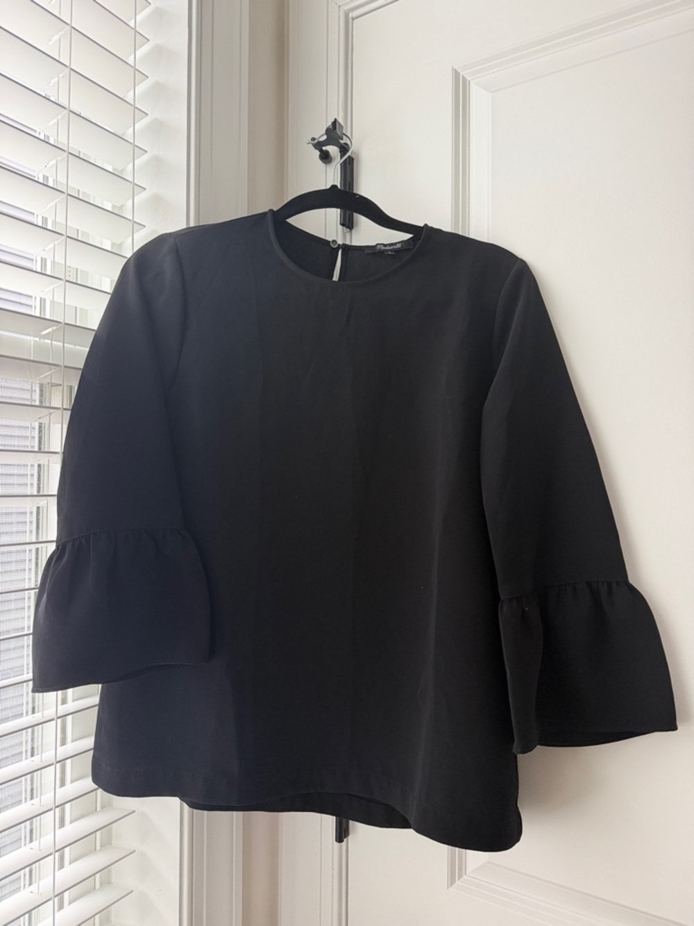 Madewell Black Ruffle Sleeve Women's Top